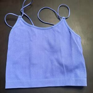 Purple ribbed tank top croptop